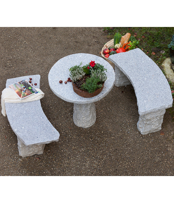  Dehner Granit-Gartenbank, Gebogen, 2-Sitzer