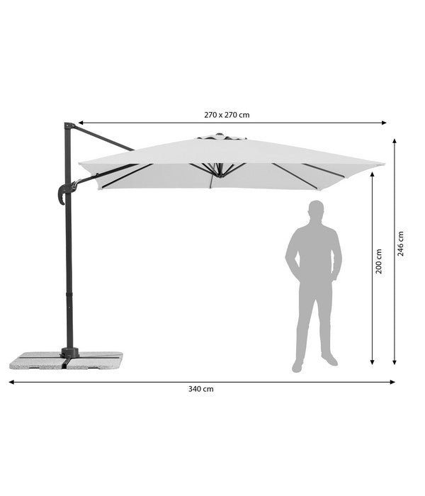  Schneider Classics Ampelschirm Rhodos Junior, Quadratisch, Ca. B270/T270 Cm
