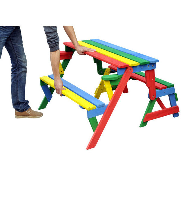  Habau Kinder Picknickbank Bunt, 100 X 50 X 62 Cm