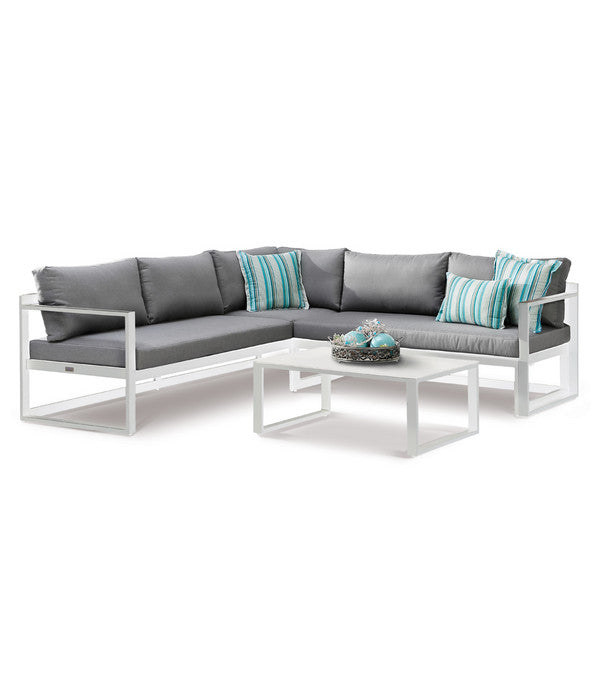  Best 3-teilige Loungegruppe Rhodos, Aluminium, Weiß/grau