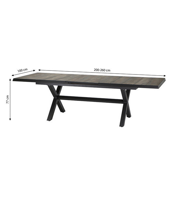  Siena Garden Ausziehtisch Sincro, Ca, 200-260/H74/T100 Cm