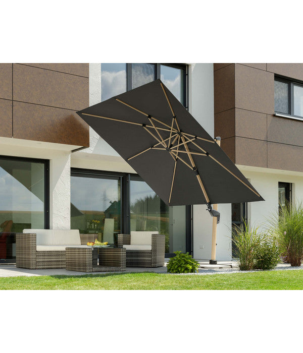  Schneider Ampelschirm Rhodos Twist Woody, Anthrazit, Rechteckig, Ca. B300/T360 Cm