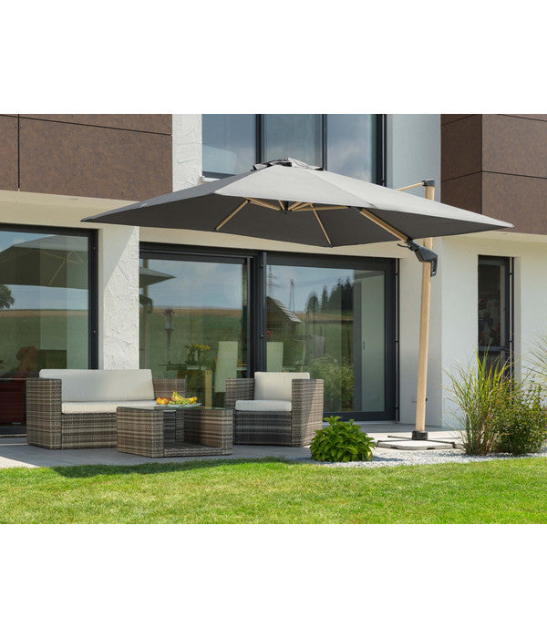  Schneider Ampelschirm Rhodos Twist Woody, Anthrazit, Rechteckig, Ca. B300/T360 Cm