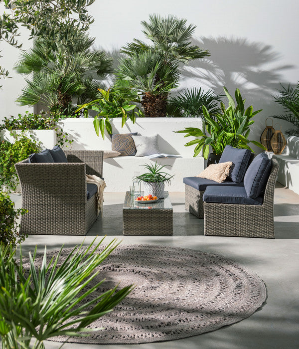  Dehner Geflecht-Lounge Rom, 4-teilig
