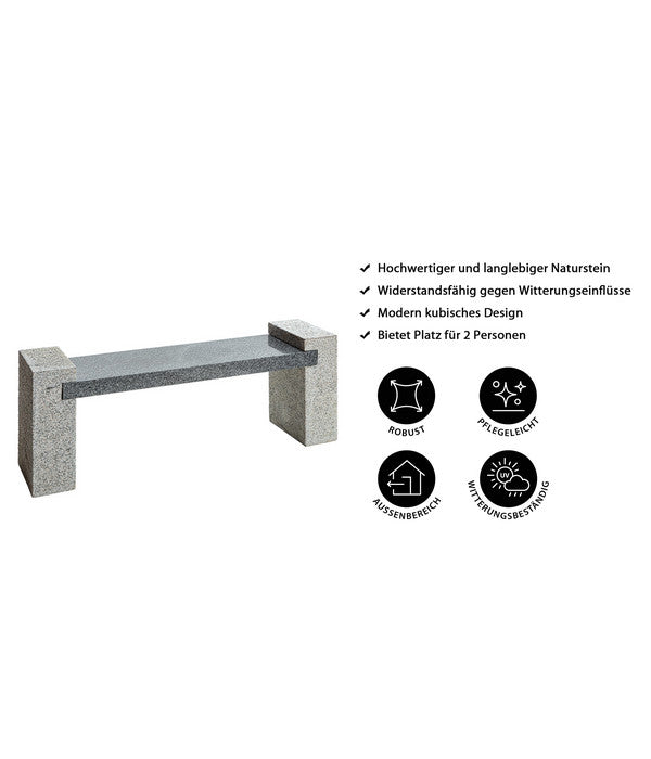  Dehner Granit-Gartenbank, Ca. B120/H45/T30 Cm, Grau