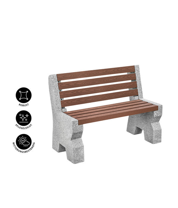  Dehner Granit-Gartenbank, 2-Sitzer, Ca. B114/H75/T52 Cm