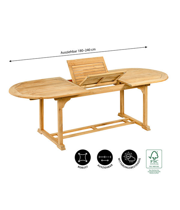  Dehner Ausziehtisch Havanna, Ca. B180-240/H74/T90 Cm
