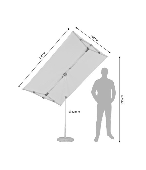  Sun Comfort Sonnenschirm Flex-Roof, Rechteckig, Ca. B210/T150 Cm