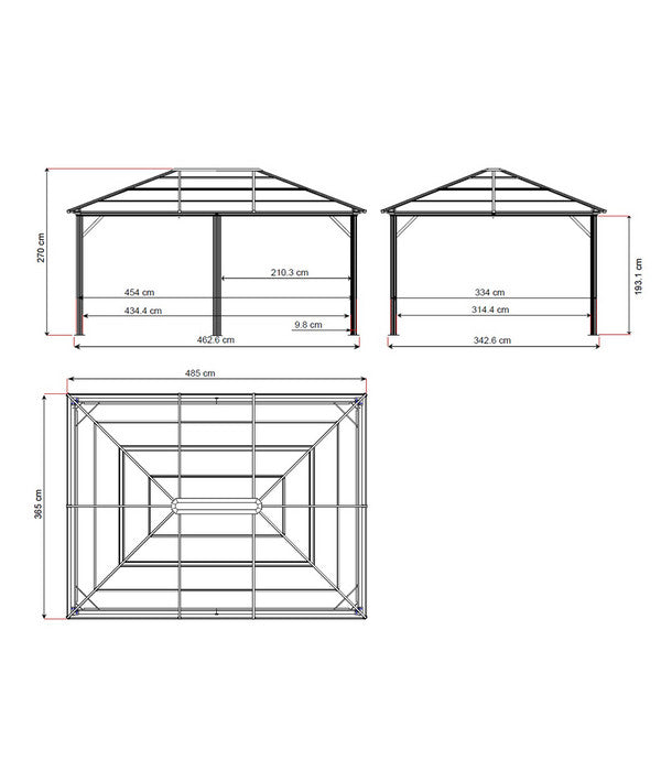  Sojag Pavillon Meridien 12x16, Ca. B485/H270/T365 Cm