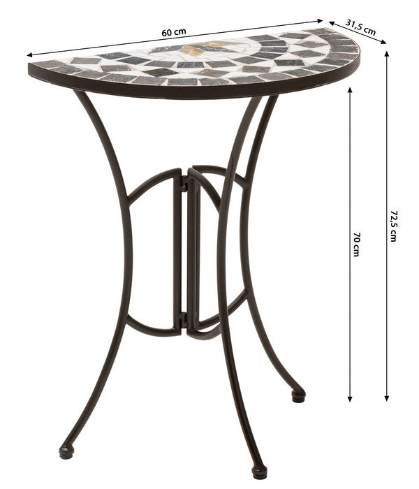  Dehner Mosaiktisch Diana Halbrund, Ca. B60/H72,5/T31,5 Cm