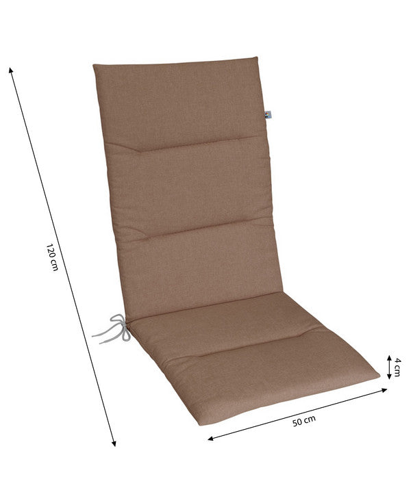  KETTtex Hochlehnerpolster Lindos Taupe, Ca. B120/H4/T50 Cm