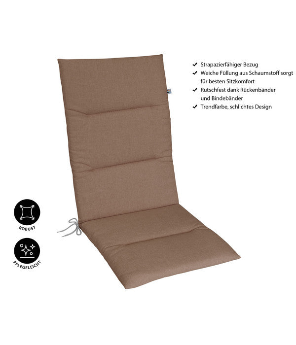  KETTtex Hochlehnerpolster Lindos Taupe, Ca. B120/H4/T50 Cm
