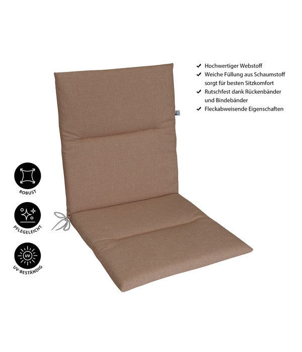 KETTtex Niederlehnerpolster Lindos Taupe, Ca. B100/H4/T50 Cm